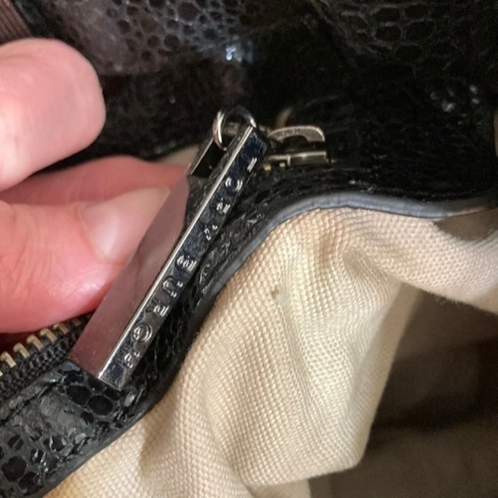 Tory Burch black gunmetal gathered bag